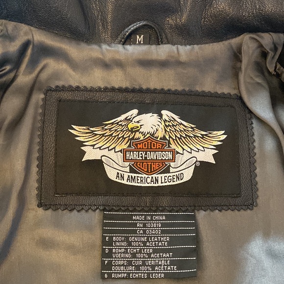 Womens leather Harley Davidson rhinestone shield jacket - Picture 7 of 17